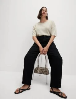 Mid Rise Relaxed Horseshoe Jeans -M&S mid rise relaxed horseshoe jeans 15