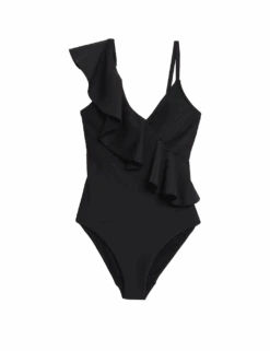 Neoprene Padded Frill Plunge Swimsuit -M&S neoprene padded frill plunge swimsuit