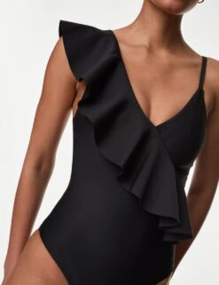 Neoprene Padded Frill Plunge Swimsuit -M&S neoprene padded frill plunge swimsuit 6