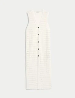 Open Stitch V-Neck Knitted Waistcoat -M&S open stitch v neck knitted waistcoat 6