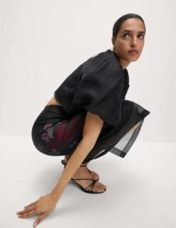 Organza Floral Midi Pencil Skirt -M&S organza floral midi pencil skirt 8