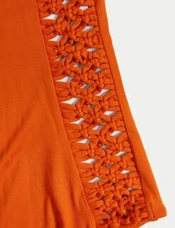 Padded Macrame Detail Square Neck Swimsuit -M&S padded macrame detail square neck swimsuit 14