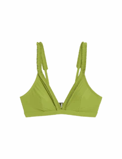 Pleated Detail Plunge Bikini Top -M&S pleated detail plunge bikini top 1