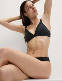 Pleated Detail Plunge Bikini Top -M&S pleated detail plunge bikini top 10