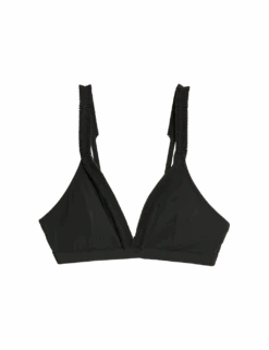 Pleated Detail Plunge Bikini Top -M&S pleated detail plunge bikini top