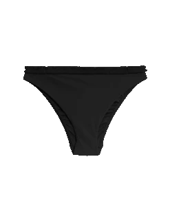 Pleated High Leg Bikini Bottoms 25 Pleated High Leg Bikini Bottoms -M&S pleated high leg bikini bottoms