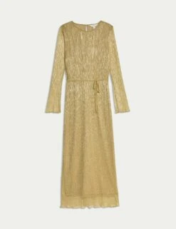 Plisse Midi Column Dress -M&S plisse midi column dress 3