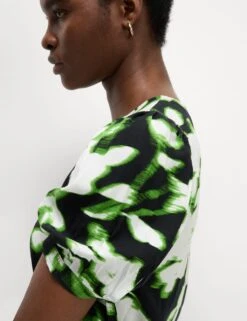 Printed Puff Sleeve Blouse -M&S polka dot crew neck puff sleeve blouse 4