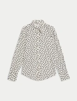 Printed Collared Button Through Shirt -M&S printed collared button through shirt 7