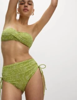 Printed Drawstring High Waisted Bikini Bottoms -M&S printed drawstring high waisted bikini bottoms 7