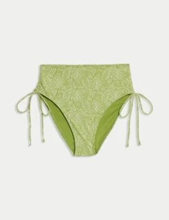 Printed Drawstring High Waisted Bikini Bottoms -M&S printed drawstring high waisted bikini bottoms 9
