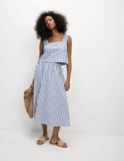 Printed Midaxi Beach Skirt With Linen -M&S printed midaxi beach skirt with linen 6