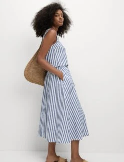 Printed Midaxi Beach Skirt With Linen -M&S printed midaxi beach skirt with linen 8