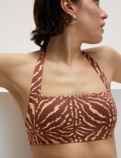 Printed Padded Halterneck Bikini Top -M&S printed padded halterneck bikini top 12