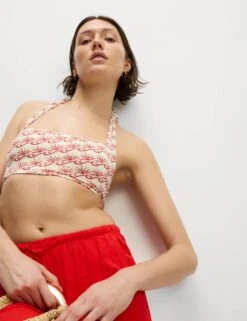 Printed Padded Halterneck Bikini Top -M&S printed padded halterneck bikini top 6