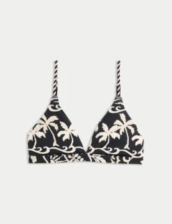 Printed Padded Plunge Bikini Top -M&S printed padded plunge bikini top 8