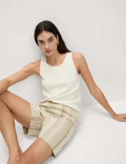 Printed Pure Twill High Waisted Shorts 40 Printed Pure Twill High Waisted Shorts -M&S printed pure twill high waisted shorts 15