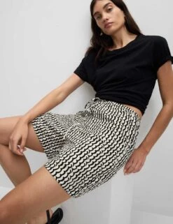 Printed Pure Twill High Waisted Shorts 30 Printed Pure Twill High Waisted Shorts -M&S printed pure twill high waisted shorts 7