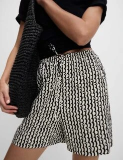 Printed Pure Twill High Waisted Shorts 31 Printed Pure Twill High Waisted Shorts -M&S printed pure twill high waisted shorts 8