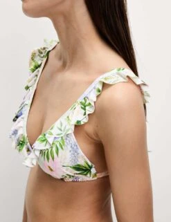 Printed Ruffle Plunge Bikini Top -M&S printed ruffle plunge bikini top 5