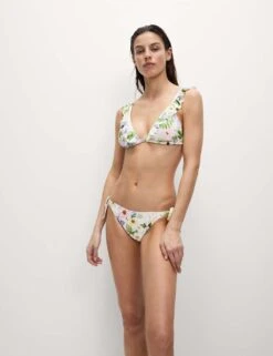 Printed Ruffle Plunge Bikini Top -M&S printed ruffle plunge bikini top 7