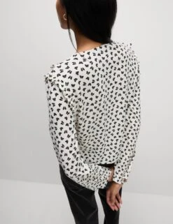 Printed Tie Front Ruffle Blouse 21 Printed Tie Front Ruffle Blouse -M&S printed tie front ruffle blouse 7