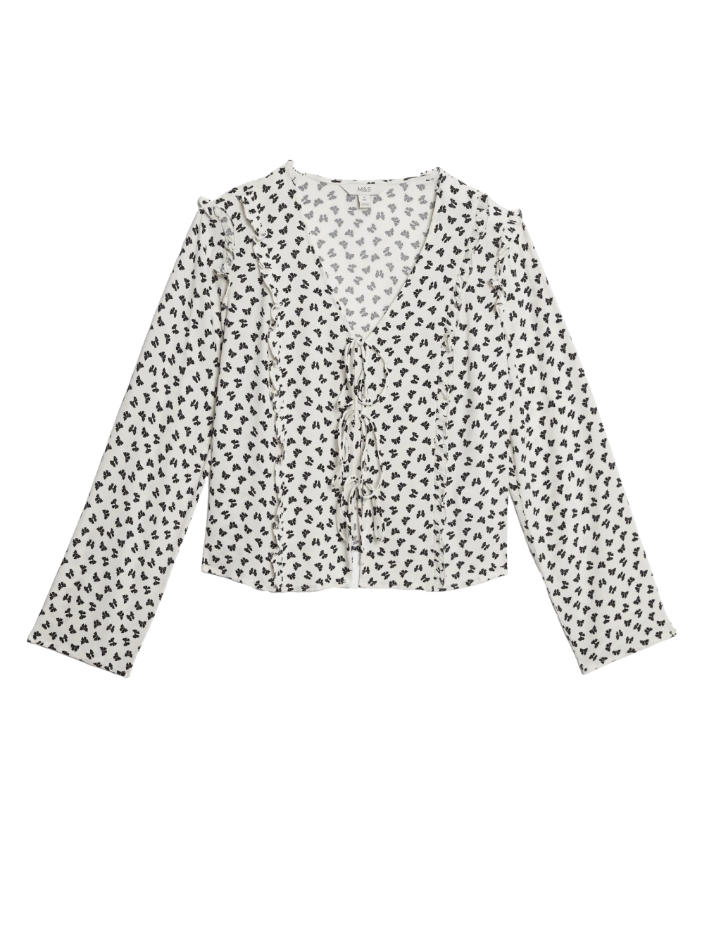 Printed Tie Front Ruffle Blouse 10 Printed Tie Front Ruffle Blouse - Image 8