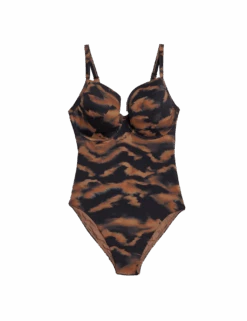 Printed Wired V-Neck Plunge Swimsuit 7 Printed Wired V-Neck Plunge Swimsuit -M&S printed wired v neck plunge swimsuit