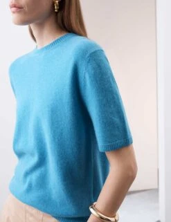 Pure Cashmere Textured Crew Neck Knitted Top -M&S pure cashmere textured crew neck knitted top 17