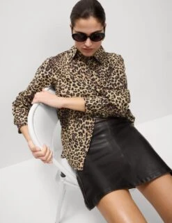 Pure Cotton Animal Print Collared Shirt -M&S pure cotton animal print collared shirt 6