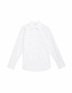 Pure Cotton Broderie Collared Shirt -M&S pure cotton broderie collared shirt