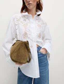 Pure Cotton Broderie Collared Shirt -M&S pure cotton broderie collared shirt 7