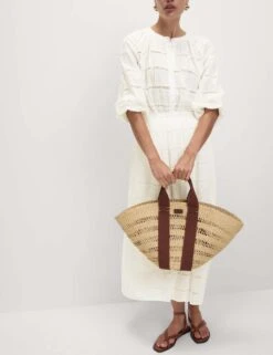 Pure Cotton Broderie Midaxi A-Line Skirt -M&S pure cotton broderie midaxi a line skirt 9