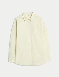 Pure Cotton Collared Button Through Oversized Shirt -M&S pure cotton collared button through oversized shirt 13