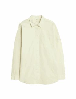 Pure Cotton Collared Button Through Oversized Shirt -M&S pure cotton collared button through oversized shirt