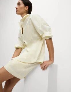 Pure Cotton Collared Button Through Oversized Shirt -M&S pure cotton collared button through oversized shirt 8