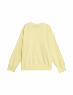 Pure Cotton Crew Neck Relaxed Sweatshirt -M&S pure cotton crew neck relaxed sweatshirt