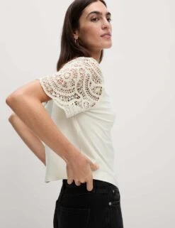 Pure Cotton Regular Fit T-Shirt 28 Pure Cotton Regular Fit T-Shirt -M&S pure cotton crochet regular fit t shirt 1