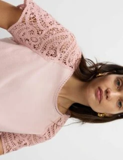 Pure Cotton Regular Fit T-Shirt 39 Pure Cotton Regular Fit T-Shirt -M&S pure cotton crochet regular fit t shirt 10