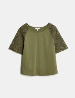 Pure Cotton Regular Fit T-Shirt 40 Pure Cotton Regular Fit T-Shirt -M&S pure cotton crochet regular fit t shirt 11