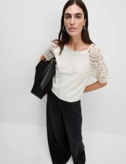 Pure Cotton Regular Fit T-Shirt 32 Pure Cotton Regular Fit T-Shirt -M&S pure cotton crochet regular fit t shirt 4