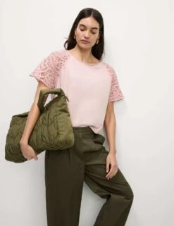 Pure Cotton Regular Fit T-Shirt 36 Pure Cotton Regular Fit T-Shirt -M&S pure cotton crochet regular fit t shirt 7