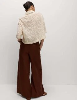 Pure Cotton Crochet Short Sleeve Beach Shirt -M&S pure cotton crochet short sleeve beach shirt 11