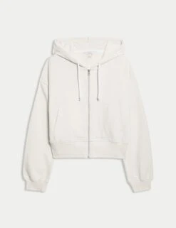 Pure Cotton Cropped Zip Through Hoodie -M&S pure cotton cropped zip through hoodie 11