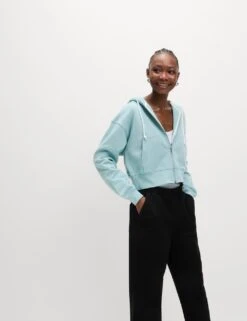 Pure Cotton Cropped Zip Through Hoodie -M&S pure cotton cropped zip through hoodie 15