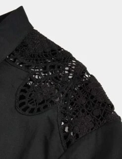 Pure Cotton Cutwork Detail Cropped Shirt -M&S pure cotton cutwork detail cropped shirt 6