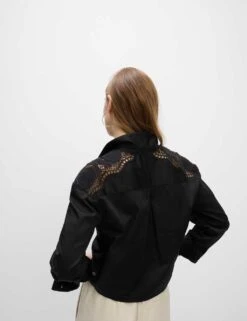 Pure Cotton Cutwork Detail Cropped Shirt -M&S pure cotton cutwork detail cropped shirt 7