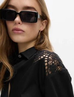 Pure Cotton Cutwork Detail Cropped Shirt -M&S pure cotton cutwork detail cropped shirt 8