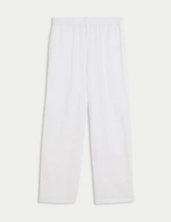 Pure Cotton Elasticated Waist Beach Trousers -M&S pure cotton elasticated waist relaxed trousers 3