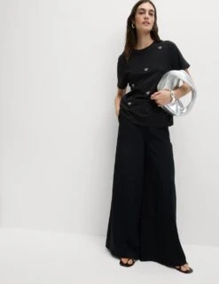 Pure Cotton Bow Detail Embellished Top -M&S pure cotton embellished top 10